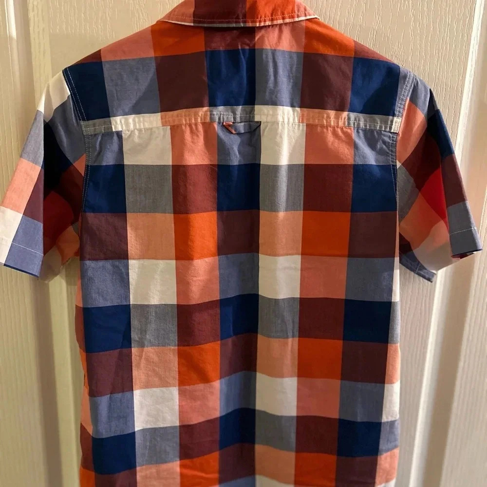 Urban Boys Short Sleeve Red/Blue Checkered Dress Shirt Size Large Classic - Picture 4 of 4